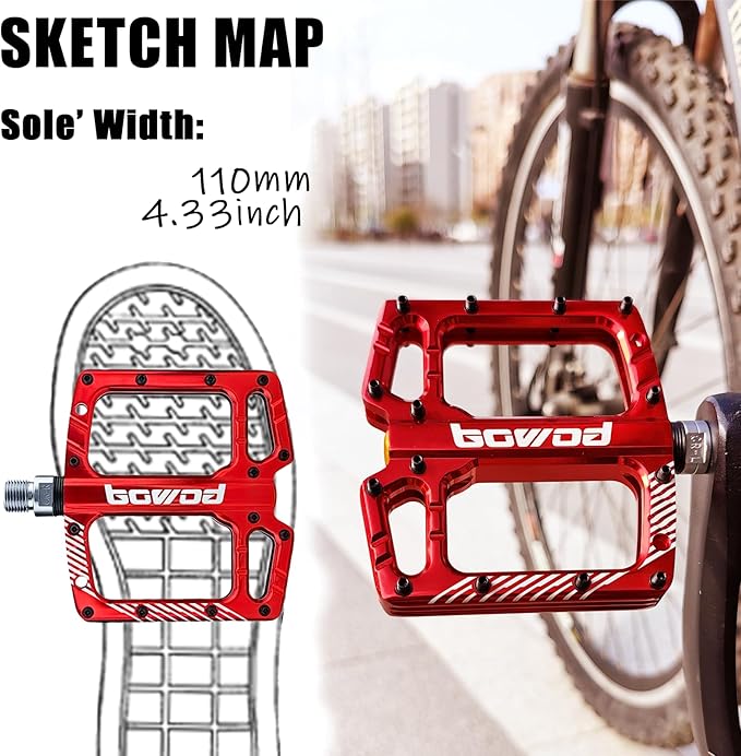 Bike Pedals 9/16" Lightweight Non-Slip Bicycle Platform Pedals - Fits Most Adult Bikes & Mountain Bikes &MTB, Road Bikes and Slip-Resistant Design