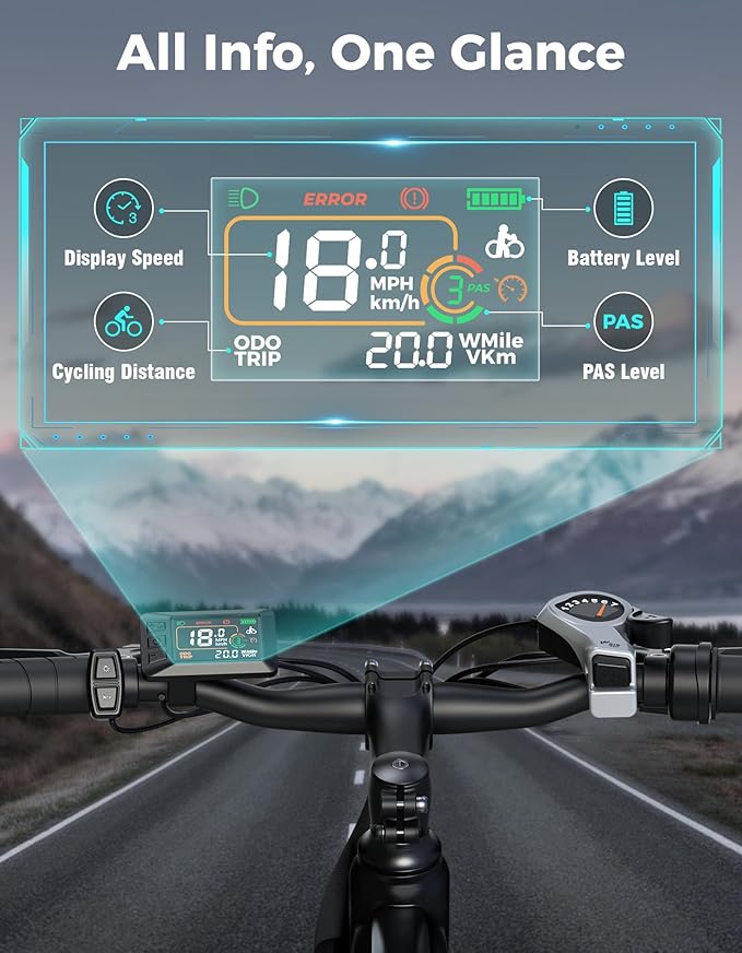 Jasion 26" Electric Bike for Adults, Internal Removable Battery Ebike with 3 Modes & 7-Speed, UL2849 Certified, 1200W Peak Motor, Max 28Mph & 50Miles, Shock Absorber, Electric City Commuter Bicycle