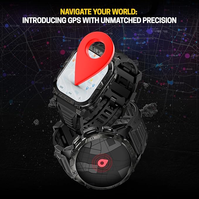 CARBINOX Blaze Smart Watch with GPS – Rugged Fitness Trackers, IP69K Waterproof, 170+ Sports Modes, Gorilla Glass, Make/Receive Calls, Android & iOS Compatible (Round Ultimate Pack)