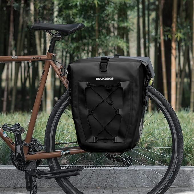 ROCKBROS Bike Panniers Waterproof Bike Rear Rack Bag Max 30L Large Capacity Bike Rear Panniers for Cycling Traveling Commuting 1 Pack