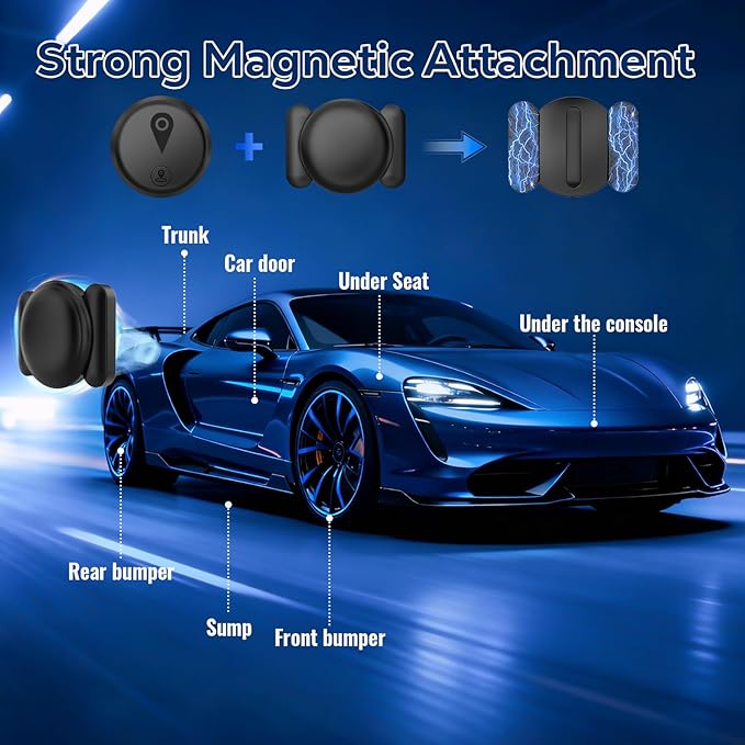 Mini GPS Tracker for Vehicles,Tracking Devices for Cars Hidden Portable GPS Tracker for Cars Splashproof Available for iOS Find My (iOS Only), No Monthly Fee Subscription No SIM Card Required - Black