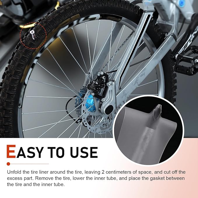 2 PCS Bicycle Tire Liners, Anti Puncture Tire Protector, Bike Inner Tube Anti-Burst Strip, Universal for 700C 26" 27.5" 29" Road Mountain Inner Tube (Transparent)