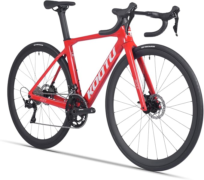 KOOTU Carbon Road Bike, T800 Lightweight Carbon Fiber Frame Racing Bicycle with Shimano 105 R7000 22 Speed Groupset and Mechanical Disc Brake for Adult
