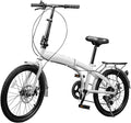 20" Foldable Bicycle, 7-Speed Folding City Commuter Bike with Adjustable Stem and Dual Disc Brakes, Compact Folding Bike for Commuting & Travel