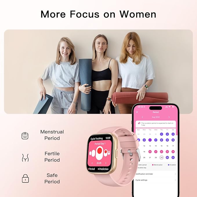 Smart Watches for Women Men Answer/Make Call, 1.85" Fitness Watch with 120+ Sports Modes, Heart Rate/Blood Oxygen/Activity Tracker, Pedometer, IP68 SmartWatch for iPhone Android Samsung (Pink, 1.85“)