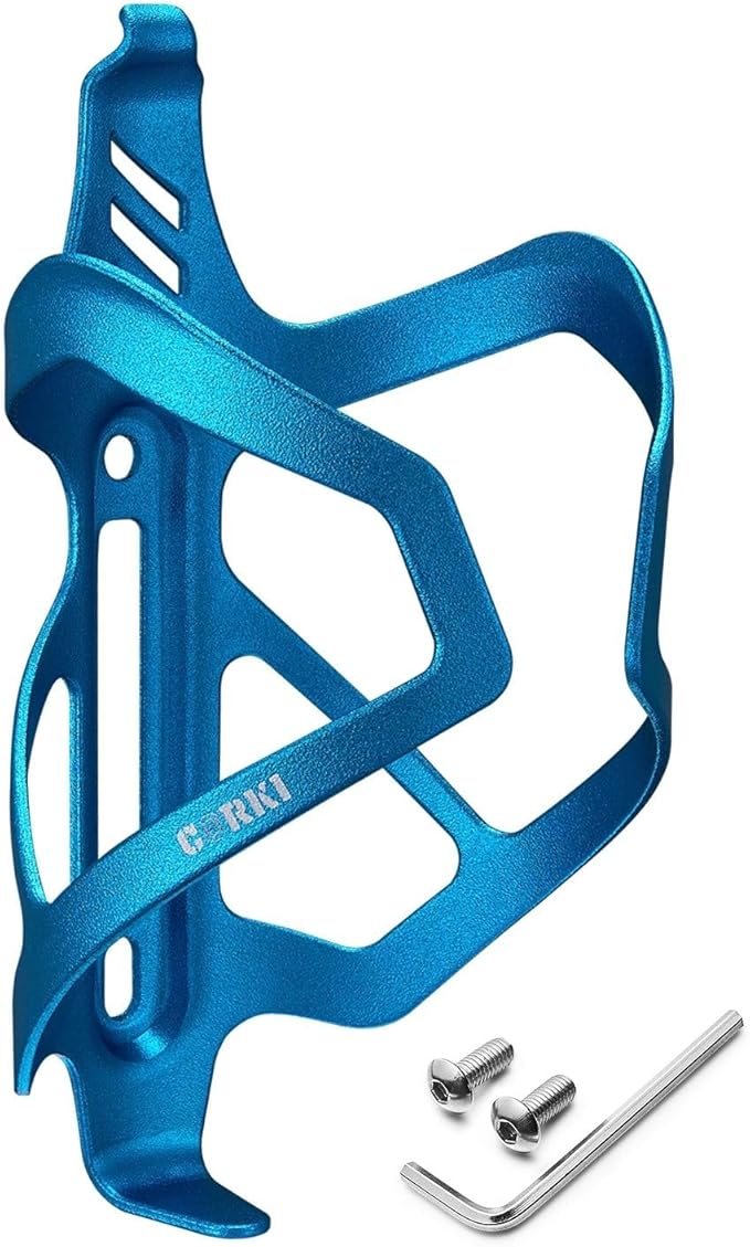 Corki Cycles Heavy Duty Bike Water Bottle Holder, Lightweight Aluminum Cage Shockproof Design for Road Mountain Gravel Bikes, Holds 18-30 oz, 1-Pack Blue