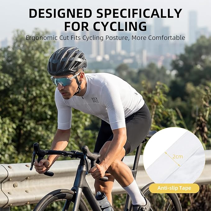 ROCKBROS Cycling Jersey Men, Short Sleeve Breathable & Quick Dry Cycling Jersey for Summer, Ergonomic & Elastic Road Bike