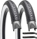 SIMEIQI 26x2.35 20x2.35 Inch Cruiser Beach Bike Tire Black White Wall or Brown Cream Wall Folding Replacement Bicycle Tire for Hybrid City Commuter Trail