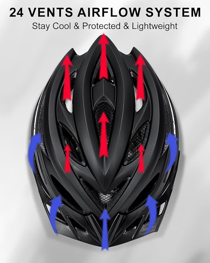 KINGBIKE Bike Helmet for Adult Men Women Youth Road Commute Mountain Cycling Helmets with USB Rechargeable Light Replaceable Padding and Visors Lightweight 20.4-23.6in