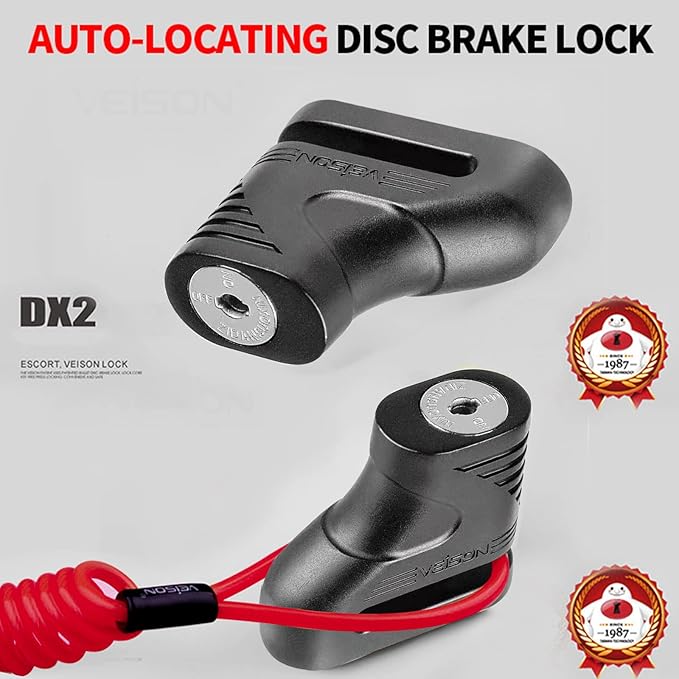 Motorcycle Locks Heavy Duty Anti Theft,Cable Locks with Combination,Heavy Duty Bike Lock with Key,Mini Lock,Wheel Disc Lock,Disk Brake Lock Accessories for Adult Bikes and Cables (Black)
