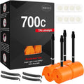 WHEELO 4-Pack TPU 700C×18-32C Bike Inner Tube: Lightweight Road Bicycle Tube with 45/65/85mm Presta Valves (Include 8PCS Bike Tube Patch Repair Kit)