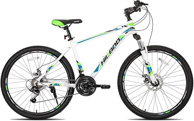 HH HILAND 26'' Mountain Bike, 3 6 Spokes, 21 Speeds Drivetrain, Aluminum Frame 26 Inch Wheels, Disc-Brake Bike for Men Women Men's MTB Bicycle