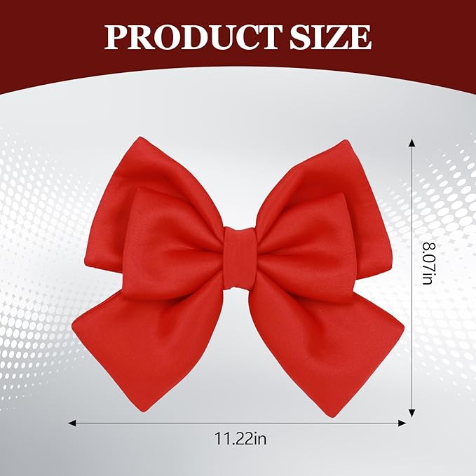 Bow Helmet Accessory, 8.07"x11.22" Stylish Motorcycle Helmet Bow Decoration for Women, Removable Cute Fashion Ribbon Bows Ornament for Motorcycle Scooter E-Bike Helmets (Red)
