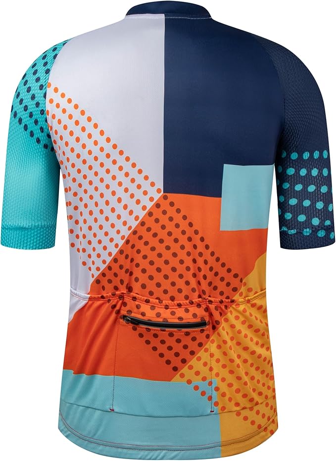 GCRFL Men's Cycling Jersey Short Sleeve Biking Shirt with 3 Rear Pockets + Zipper Pocket Breathable Quick Dry Bicycle Jersey