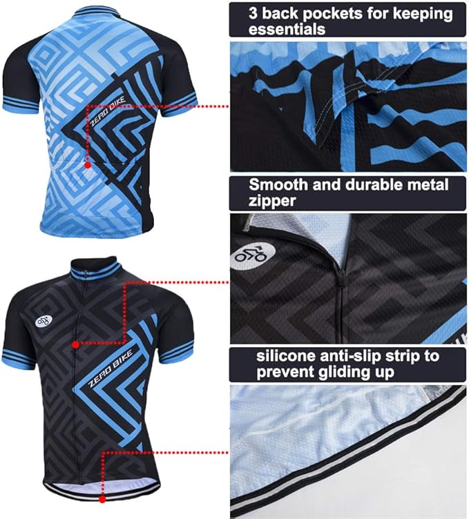 Men's Short Sleeve Breathable Cycling Jersey Set 3D Padded Bicycle Shorts Sportswear Suit Quick Dry