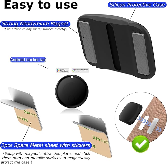 GPS Tracker for Vehicles,Magnetic Waterproof Car Tracker, No Monthly fees, Mini Portable GPS Tracker for Cars, Trucks, Fleet, Motorcycle, Anti-Theft(Apple User)