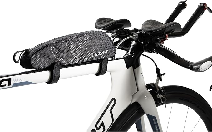 LEZYNE Energy Caddy Bicycle Frame Storage Bag - Water-Resistant Bike Top Tube Organizer with Zipper Closure, 3-Point Attachment