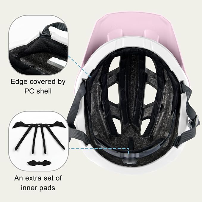 Bike Helmet for Adult & Youth, Lightweight MTB Helmet with Adjustable Visor for Mountain/Road Cycling, 2 Sizes for Men Women Boys Girls