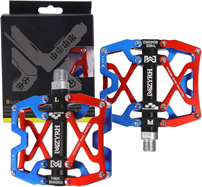 MZYRH Mountain Bike Pedals, Ultra Strong Colorful CNC Machined 9/16" Cycling Sealed 3 Bearing Pedals
