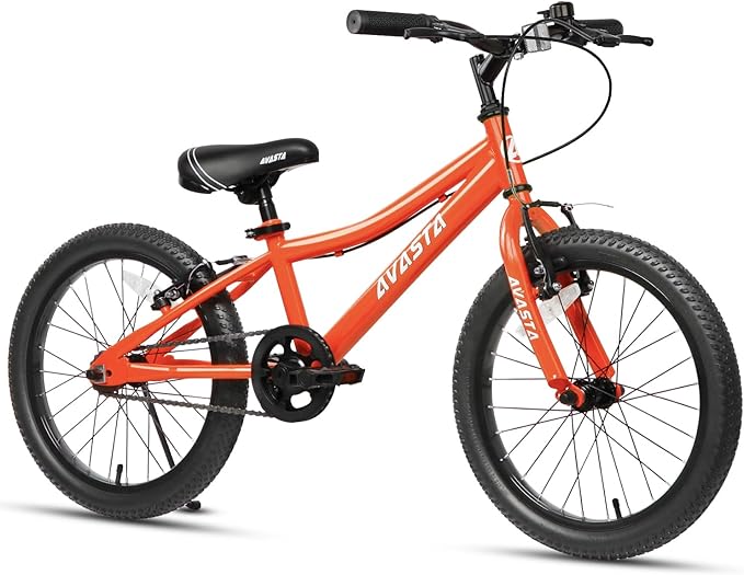 AVASTA Bilbo 18 20 24 Inch Kids Bike for Boys Girls 5-14 Years Old, Retro Style High Carbon Steel Bicycle with Adjustable Handlebars and Seat, Dual V-Brakes, Kickstand, Multiple Colors