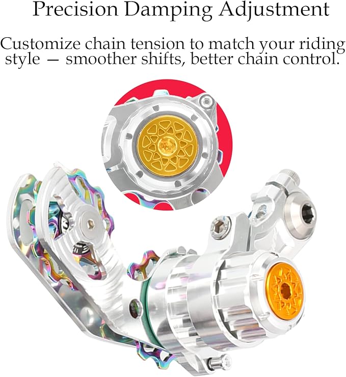 Single Speed Chain Tensioner Kit, CNC 6061 Aluminum Adjustable Tensioner with 11T Guide Pulley (Ceramic Bearing), Rear Derailleur Hanger Mount for Hardtail MTB, BMX, DJ & Folding Bikes