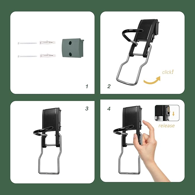 Heavy Duty Wall Mount Bicycle Holder/Hanger/Hook Bicycle Storage for Garage/House, Bike Accessories, Holds up to 110 lbs, 4 Pack