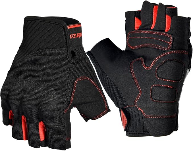 Harssidanzar Mens Fingerless Motorcycle Breathable Mesh Motocross Hard Knuckles Dirt Bike Bicycle Racing On-Road Off-Road Mountain Cycling Riding Gloves SM059US