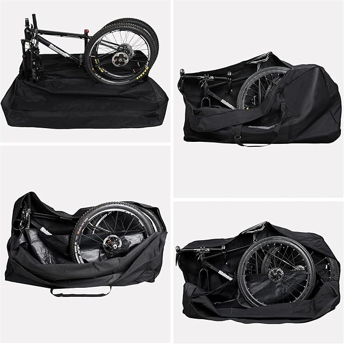 Rhinowalk Bike Transport Bag for 26 Inch Wheel Size Mountain Road Bikes - Waterproof Bicycle Travel Case Foldable Carrier Bag for Train Air Travel (Black)