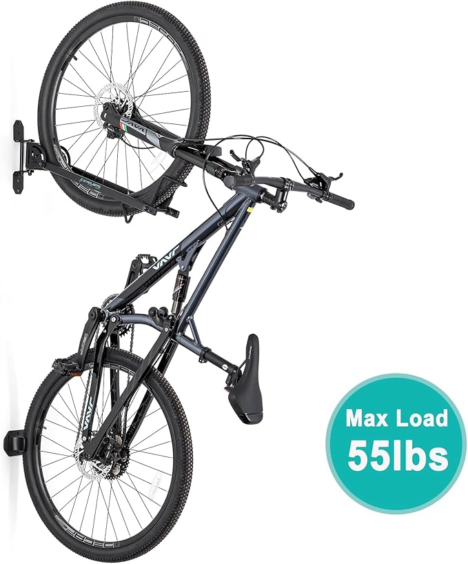 cyclists Bike Rack Garage - Wall Mount Bikes Storage - Vertical Bike Rack Bike Hanger for Road, Hybrid, MTB or BMX Bikes