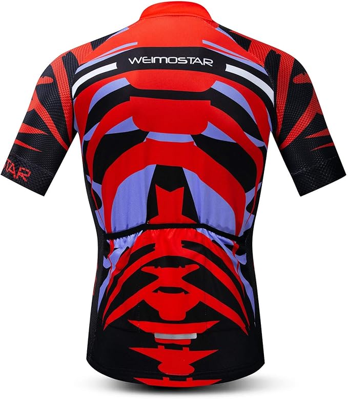 Cycling Jersey Men USA Summer Bike Short Sleeve 3-Pockets Breathable Quick-Dry Shirt S-3XL