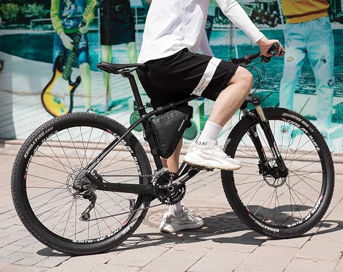 ROCKBROS Bike Triangle Frame Bag, Bike Triangle Bag, with Two Side Pockets, 1.5L