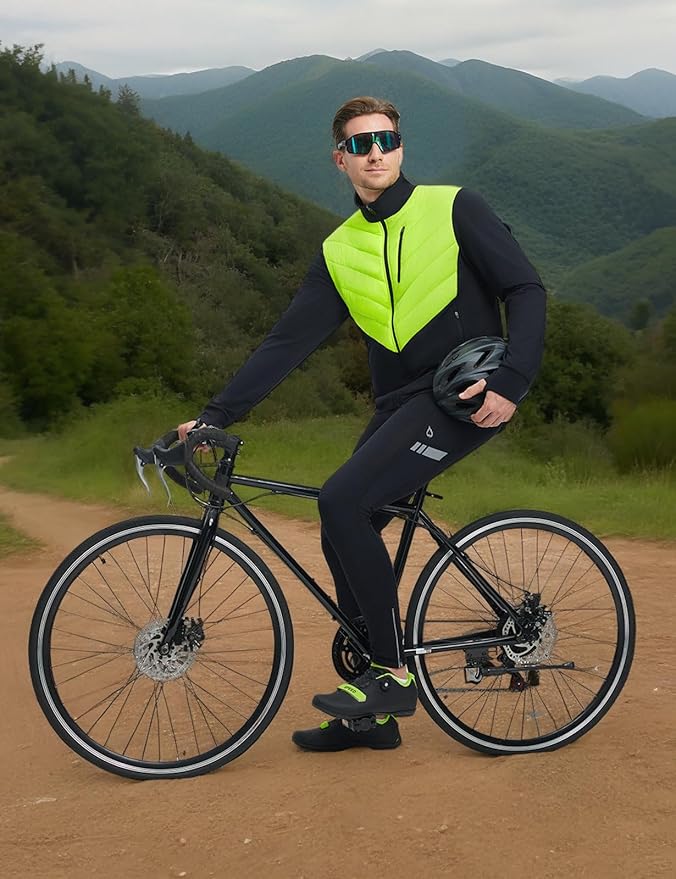 baleaf Men's Cycling Jacket Puffer Lightweight Coat Windproof Warm Winter 5 Pockets Packable Running Hiking