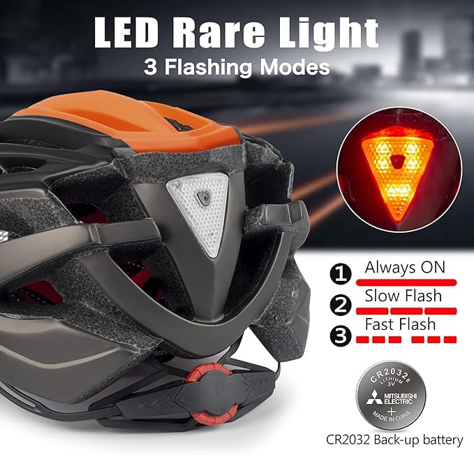 Bike Helmet, Basecamp Bicycle Helmet with Rear Light & Detachable Magnetic Goggles Lightweight Cycling Helmet Adjustable for Adult Men Women Mountain & Road (BC-069)