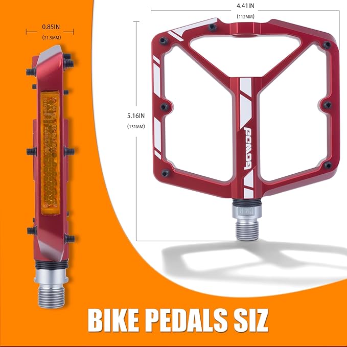 Bike Pedals 9/16" Lightweight Non-Slip Bicycle Platform Pedals - Fits Most Adult Bikes & Mountain Bikes &MTB, Road Bikes and Slip-Resistant Design