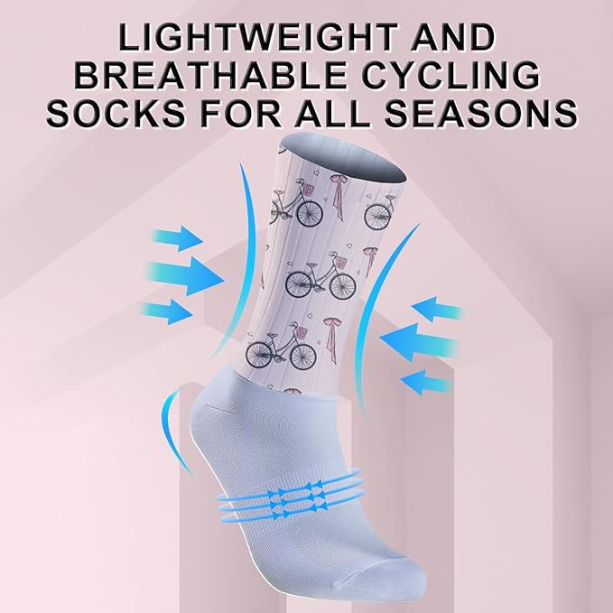 Cycling Socks Athletic Crew Socks Breathable Cushioned Compression Running Hiking Socks For Mens Womens