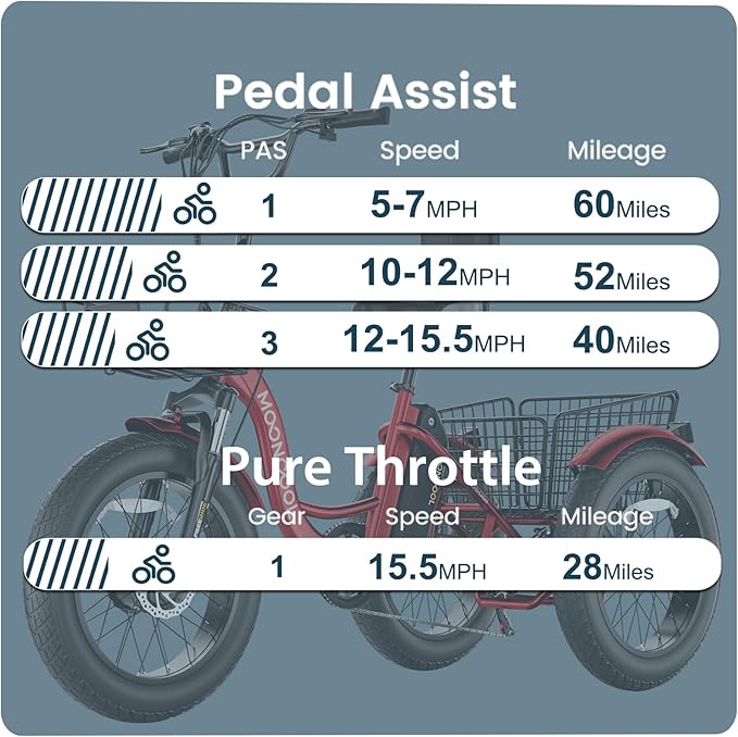 MOONCOOL 1000W 4" Fat Tire Electric Tricycle for Adults, 48V 14.5Ah All-Terrain Aluminum 20" E-Trike, Front Suspension, 7-Speed, 400lbs Max Payload