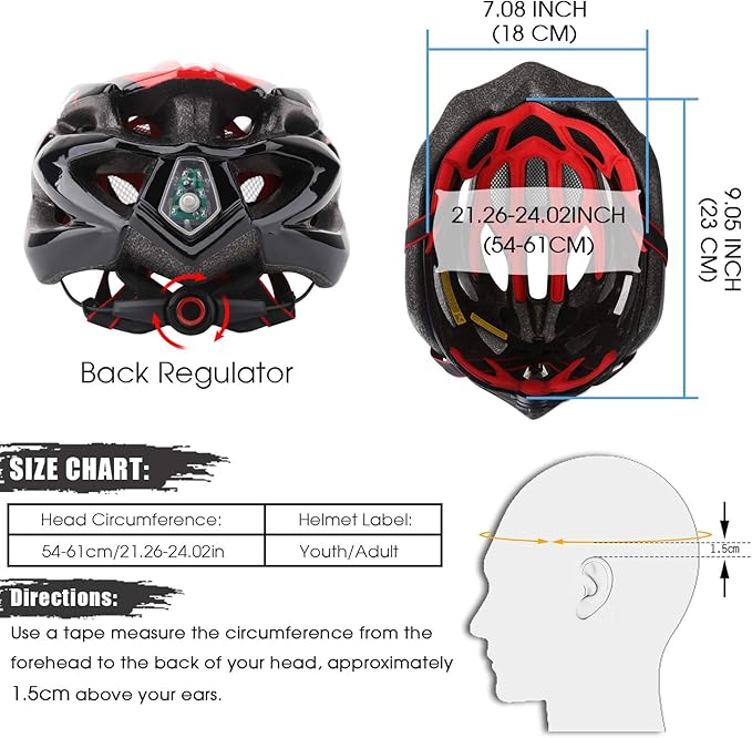 Bike Helmet Men Women, Shinmax Bicycle Helmet with Rear Light and Detachable Visor