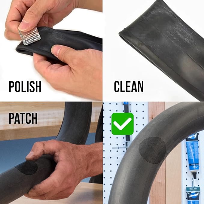 6Pcs Self-Adhesive Bicycle Tire Inner Tube Patch Repair Kit - Glueless Bike Tube Patches in Round, Square, and Rectangle Shape with Metal Rasp - by Mobi Lock
