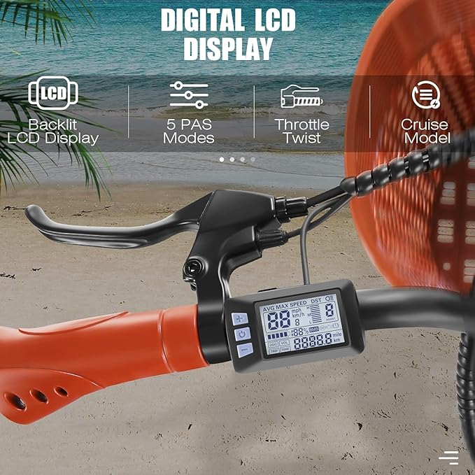 ANCHEER 26'' Electric Bike for Adults, Peak 750W Low Frame Electric City Bike with 48V/374Wh Battery, Up to 50Miles Step Through Commuter Ebike/Electric Bicycle with Basket, LCD Display