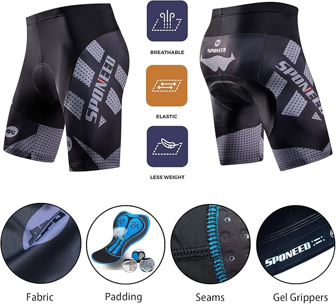 sponeed Men's Cycling Padded Shorts Men Bike Short Pants Cycle Spandex Tights Biking Wear