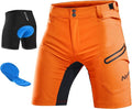 Nepest Mens Mountain Bike Shorts 3D Padded MTB Bicycle Riding Cycling Short Padding Liner Baggy Quick Dry,Zip Pockets