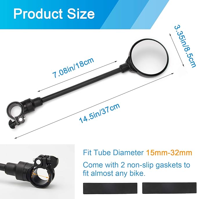 Coitak Bike Mirror, Adjustable Handlebar Rear View Mirrors, 2 PCS Convex Mirror Universal For Bike Bicycle