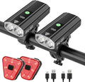 Super Bright Bike Lights for Night Riding, 5000mAh USB C Rechargeable LED Bicycle Light Front and Rear, 2000 Lumens Headlight and Back Tail Light Set for Road Mountain