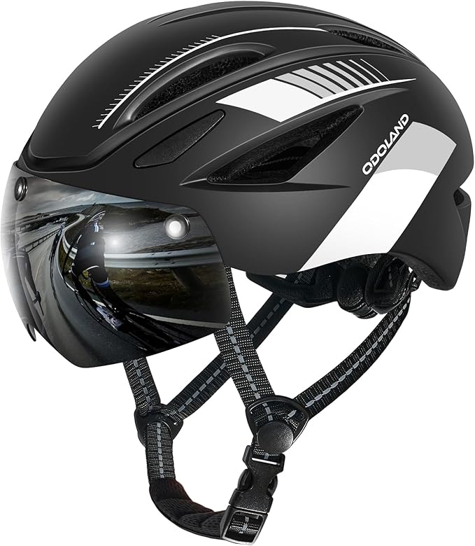 Odoland Bike Helmet with Magnetic Sun Visor for Adults, Glasses-Friendly Design Adjustable Dial Cycling Helmet for Men & Women, Urban Riding Bicycle Helmet for Mountain, Road, E-Bike, Commuting