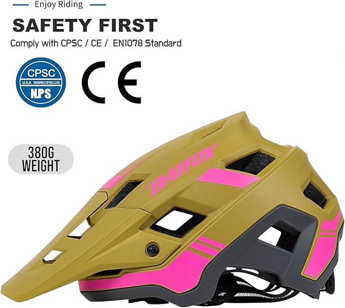 BATFOX Bike Helmet,Mountain Bike Helmet Helmets for Men Women Adults Youth