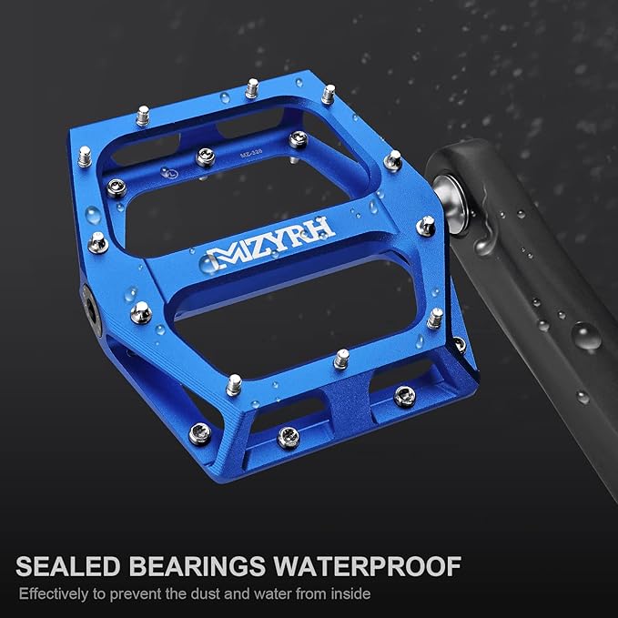 MZYRH Road/Mountain Bike Pedals MTB Pedals Aluminum Alloy Bicycle Pedals 9/16" Sealed Bearing Lightweight Platform for Road Mountain BMX MTB Bike
