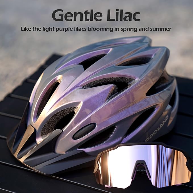 Odoland Adult Bike Helmet and Cycling Sunglasses Set for Men & Women, Safety Certified Bicycle Helmet with UV Protection Glasses for Mountain, Skating, Road, City Commuting & Outdoor Riding