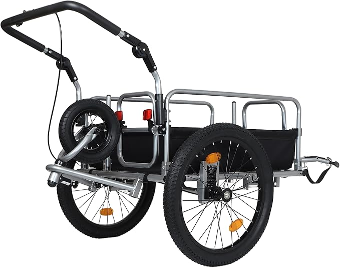 Lightweight Bicycle Trailer, Foldable Bike Cargo Trailer with Universal Hitch, 3-in-1 Portable Bicycle Trailers Folding, for Camping, Groceries, 110 LBS Load Capacity