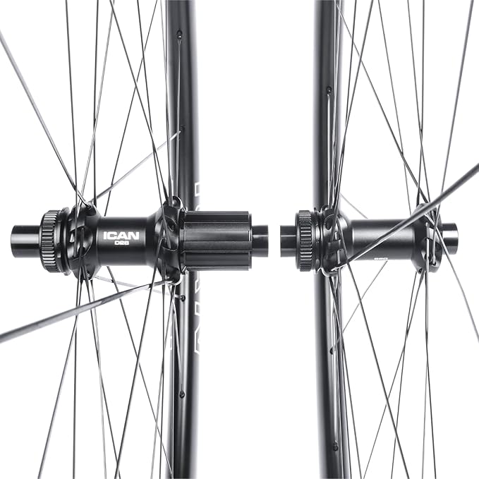 ICAN G40/G50 1320g/1375g Carbon Gravel Bike Disc Wheelset 700C Hooked Rimset 25mm Inner Width 36T Ratchet Hub