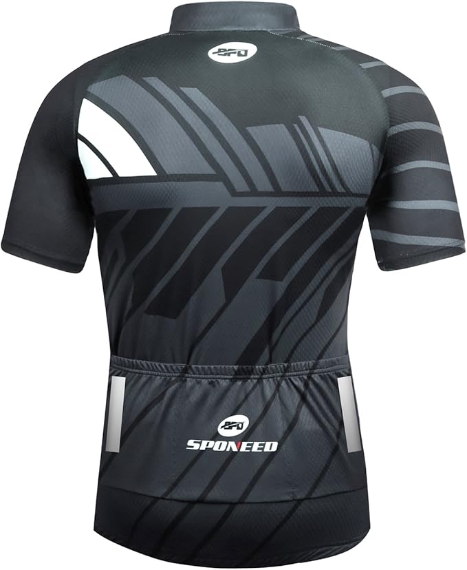 sponeed Men's Cycling Jerseys Tops Biking Shirts Short Sleeve Bike Clothing Full Zipper Bicycle Jacket with Pockets